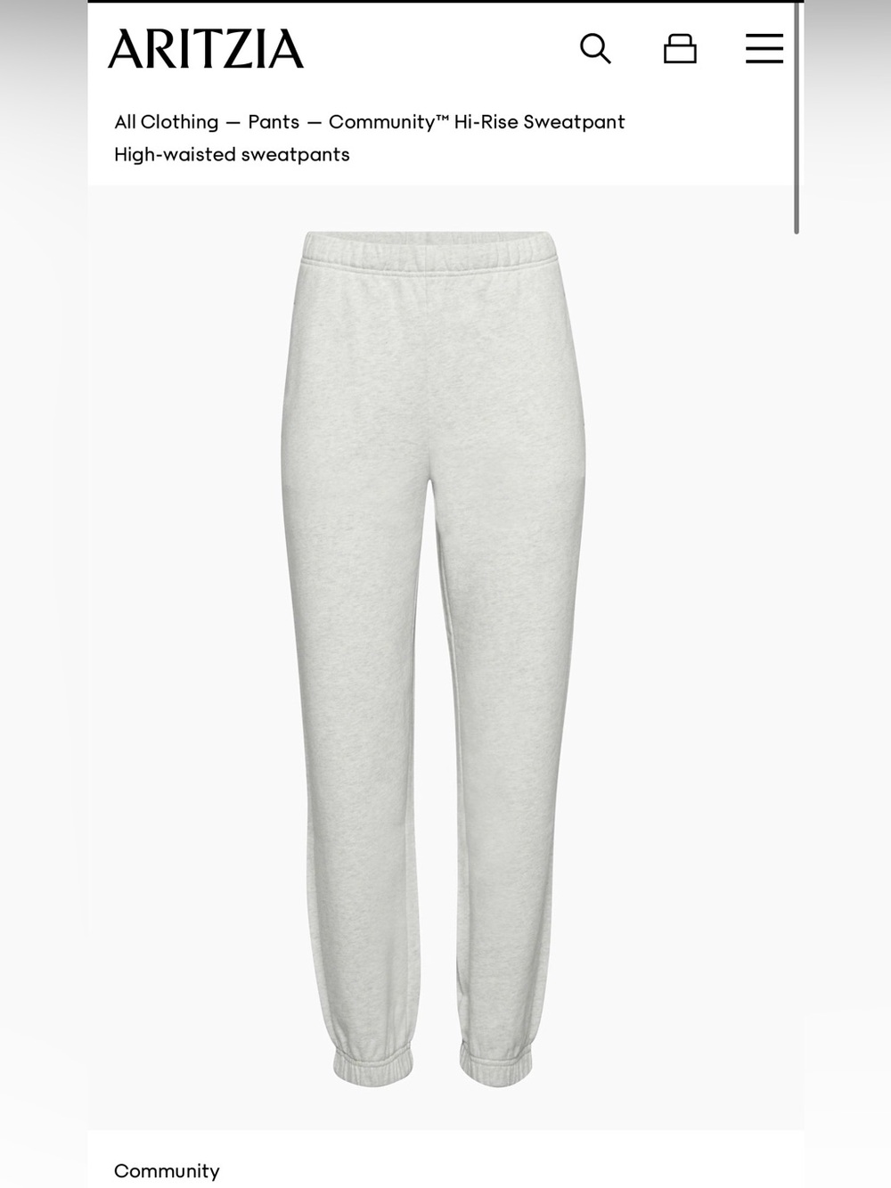 Aritzia Community Hi-Rise Sweatpants